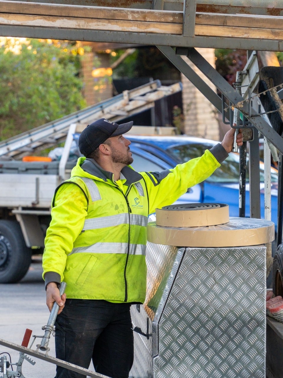 Worker in high-visibility jacket