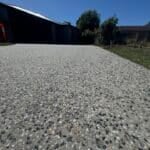 Exposed aggregate concrete driveway